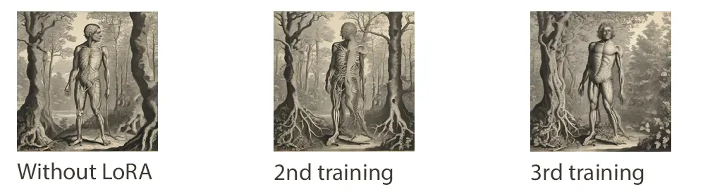 Prompt: anatomica-scientifica, ASD101, A Victorian era illustration of a male figure standing in a forest, scientific art, arteries and veins, brain illustration, microscopic detail, head and neck, monochromatic
