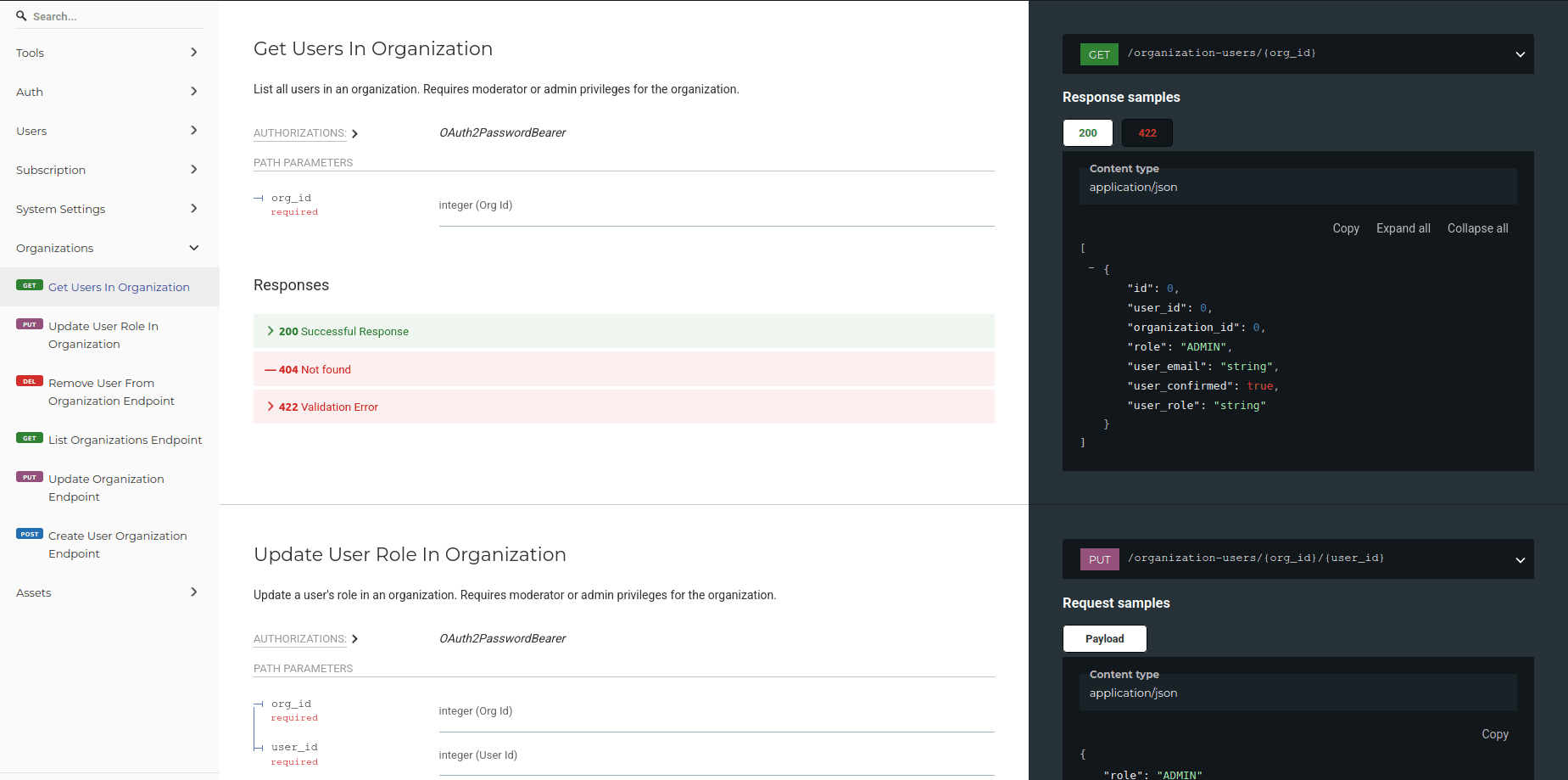 FastAPI OAS docs screenshot