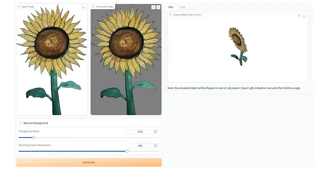 Using TripoSR to convert a painting to a 3D model
